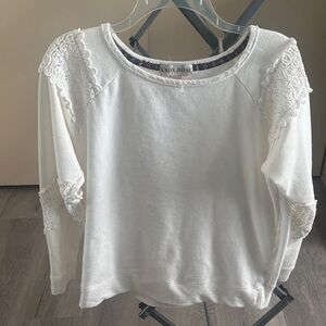 Knox Rose Women's Cream Lace Detail Sweatshirt